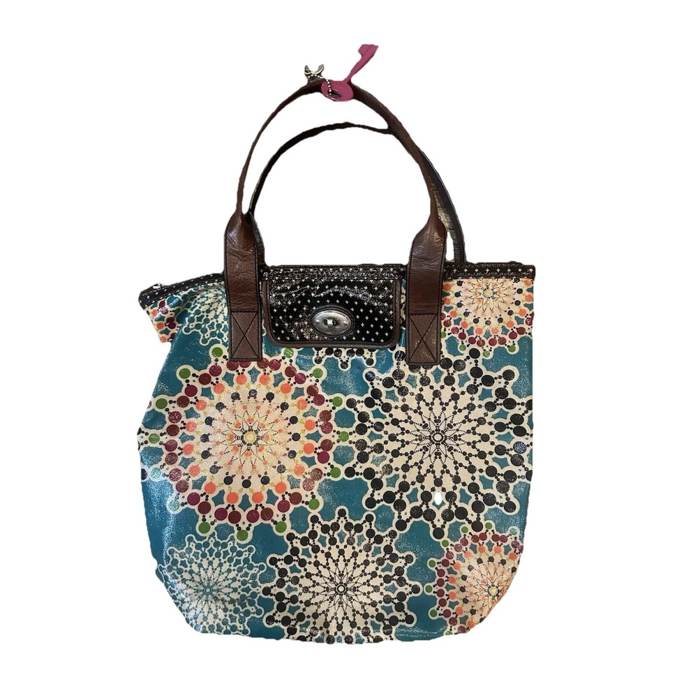 FOSSIL Bright Multi Color Key-Per Purse Bohemain Dot PVC